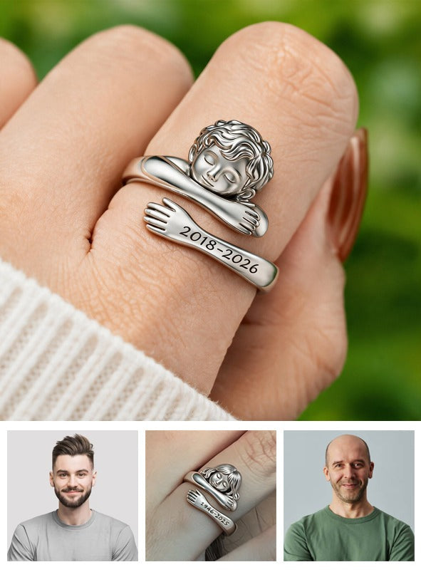 Personalized Latino Little Boy Hug Memorial Adjustable Ring