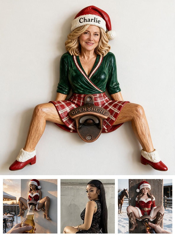 Personalized Christmas Middle-Aged Woman Wall Bottle Opener Beer Lover Gift