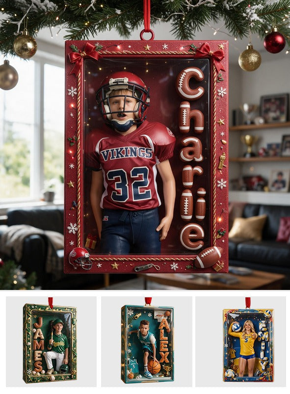 Personalized Christmas Youth American Football Player Ornament