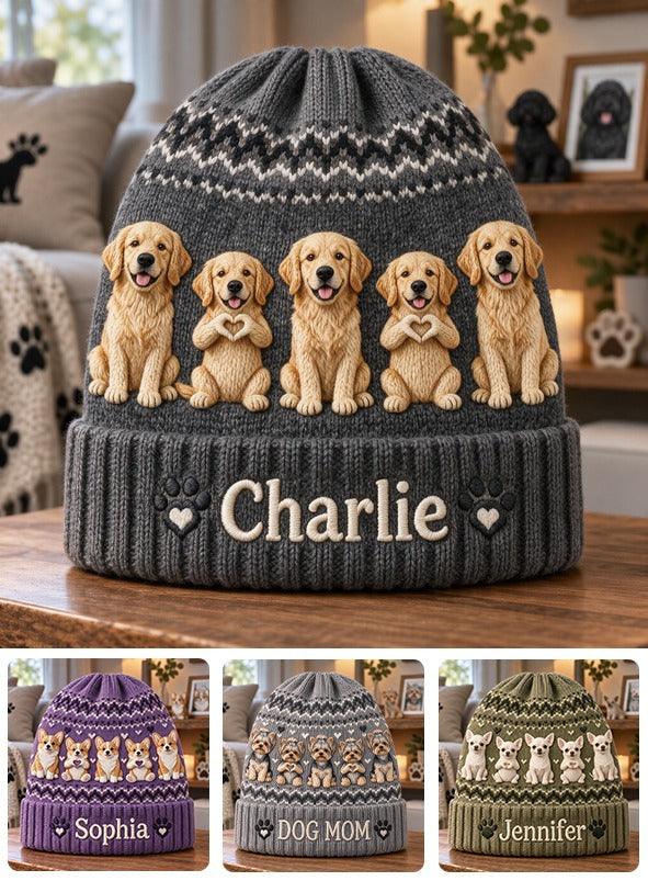 Personalized Adult Golden Retriever Knit Beanie Hat Dog Lover Gift