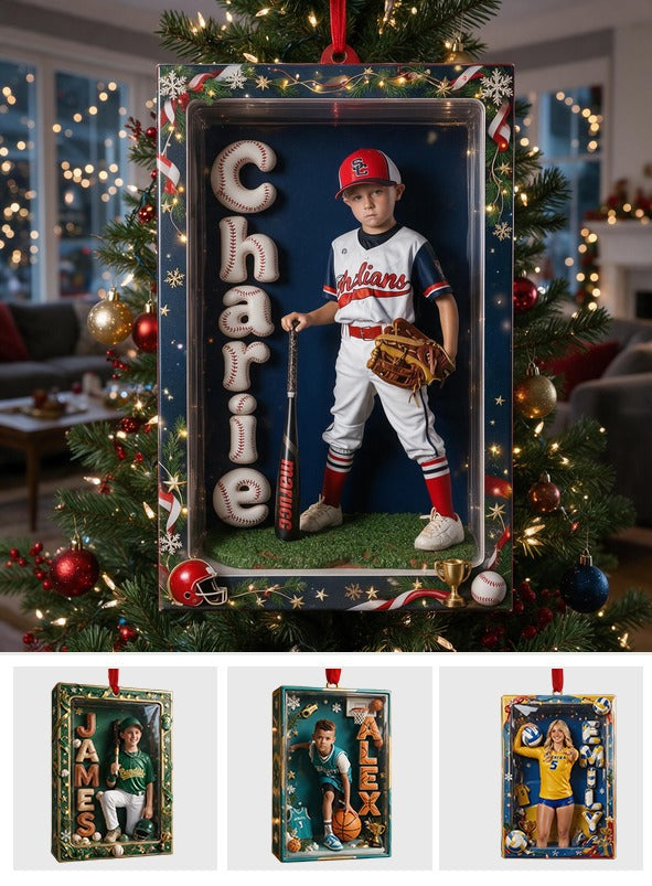 Personalized Christmas Youth Baseball Player Ornament, Little League Gift