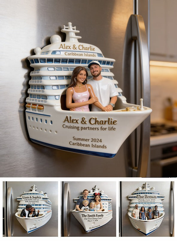 Personalized Latino Couple Cruise Fridge Magnet Travel Keepsake Gift