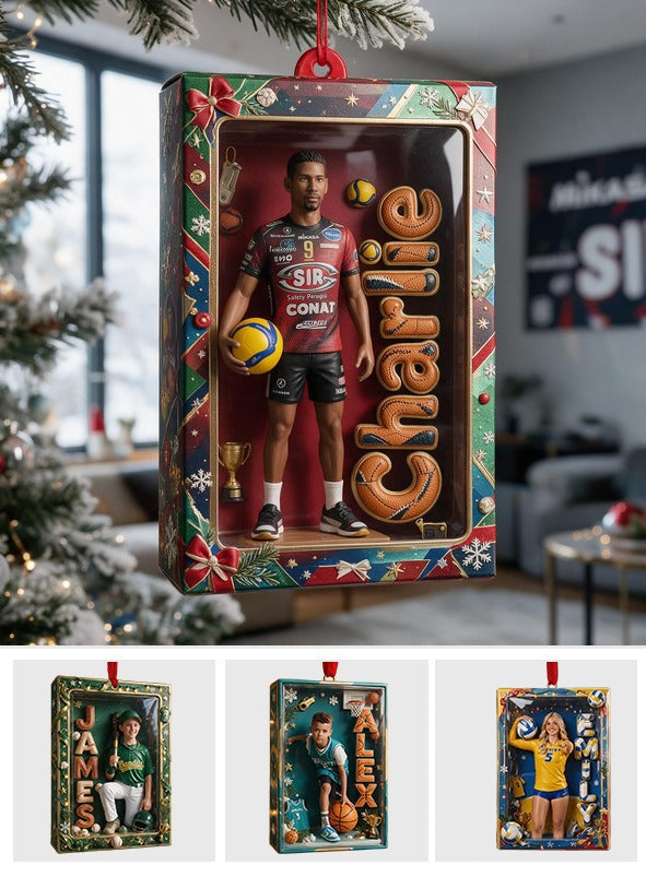 Personalized Christmas Black Man Volleyball Player Hanging Ornament Gift