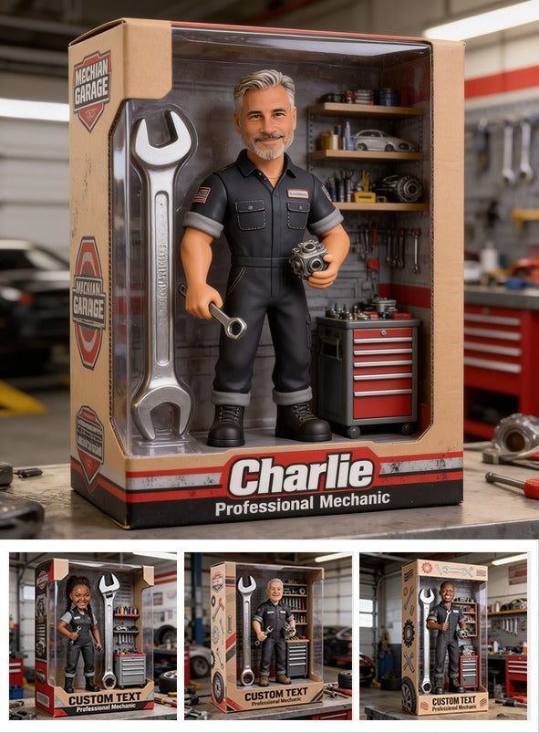 Personalized Middle-Aged Man Mechanic Custom Shaped Acrylic Plaque Garage Decor Gift