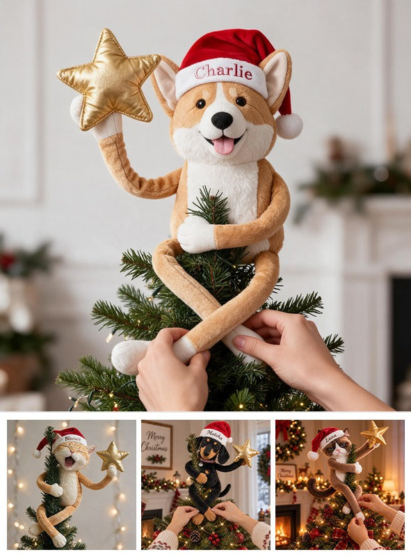Personalized Christmas Tan & White Pembroke Welsh Corgi Posable Plush Doll