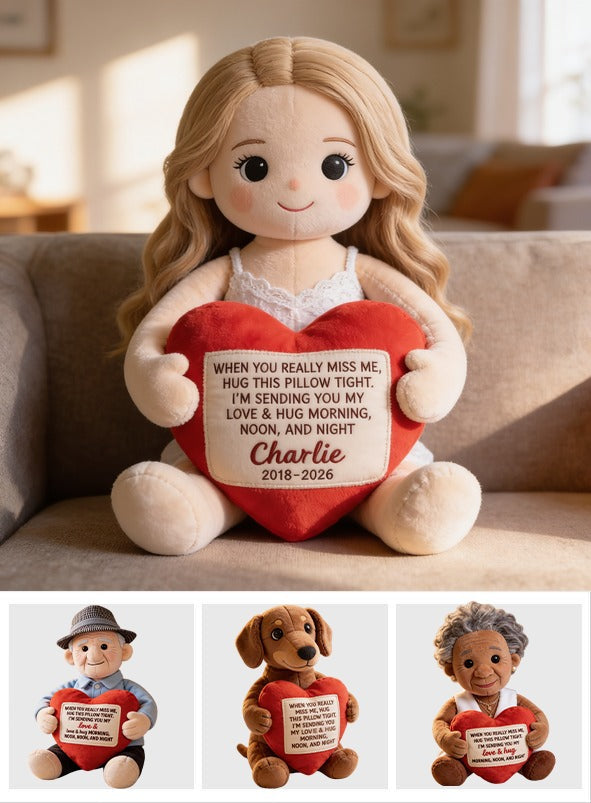Personalized Little Girl Memorial Faux Fur Shaped Pillow Bereavement Gift