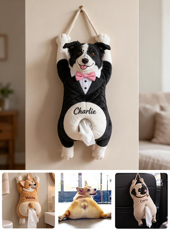 Personalized Black and White Border Collie Tuxedo Pull-Out Organizer