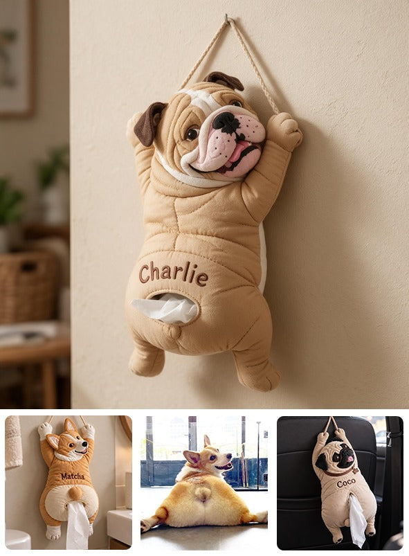 Personalized Fawn & White Adult Bulldog Pull-Out Organizer Home Storage