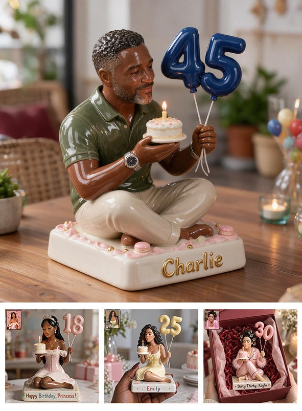 Personalized 45th Birthday Middle-Aged Black Man 3D Plaque Keepsake Gift