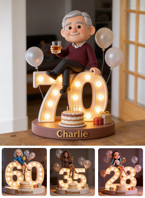 Personalized 70th Birthday Older Latino Man Custom Shaped Acrylic Plaque Gift for Dad Grandpa