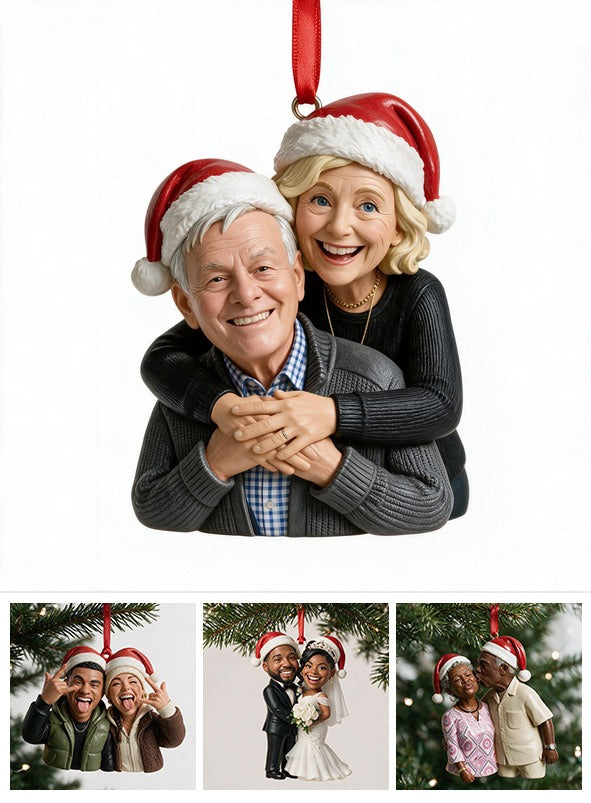 Custom Photo Christmas Older Couple Ornament, Grandparents Holiday Keepsake