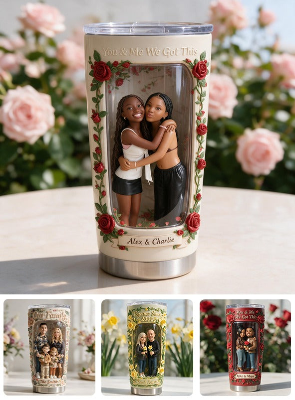 Custom Photo Black Lesbian Couple Tumbler - Unique LGBT Couple Gift