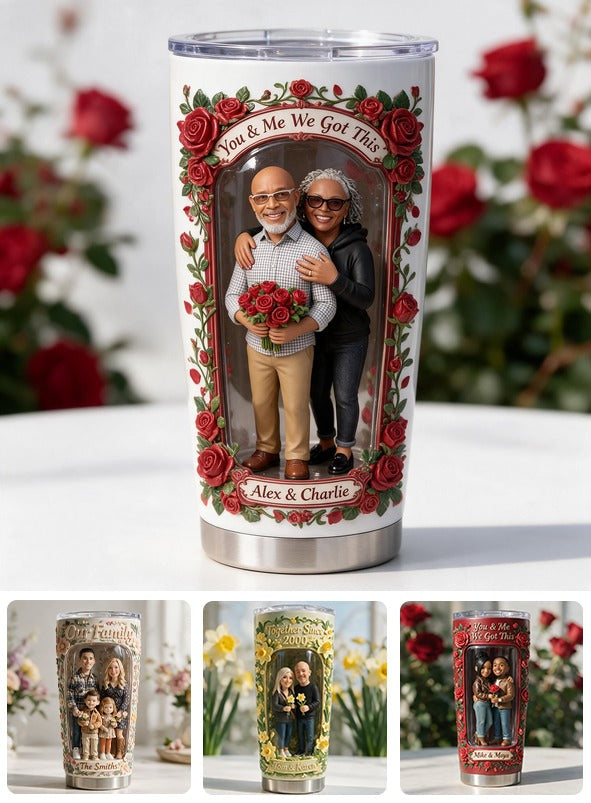 Custom Photo Middle-Aged Black Couple Tumbler, Husband & Wife Keepsake Gift