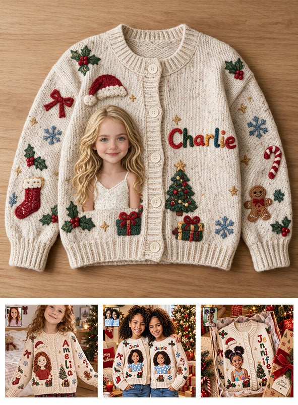 Personalized Christmas Little Girl Cardigan Sweater Gift for Daughter Granddaughter Niece