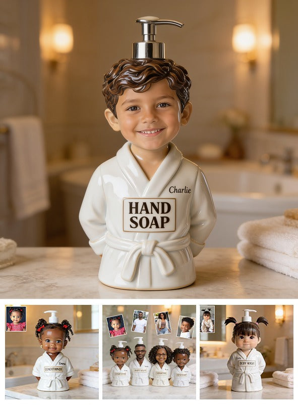 Personalized Latino Little Boy Soap Pump Dispenser Kids Bathroom Decor Gift