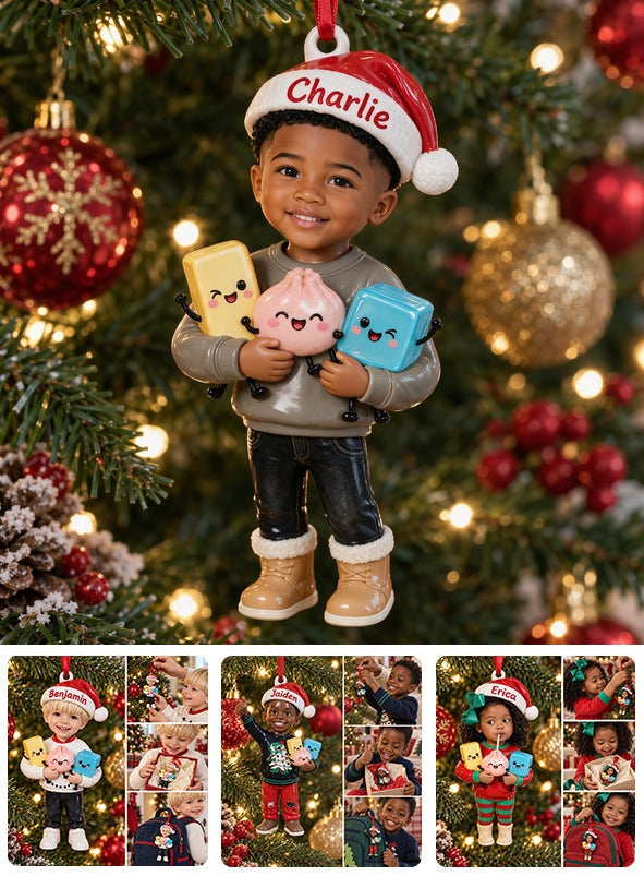 Personalized Christmas Black Little Boy 3D Ornament Gift for Son Grandson Nephew