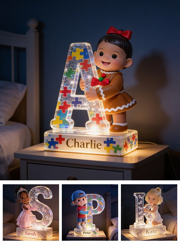 Personalized Christmas Black Christmas Baby Girl Acrylic LED Night Light Kid Gift