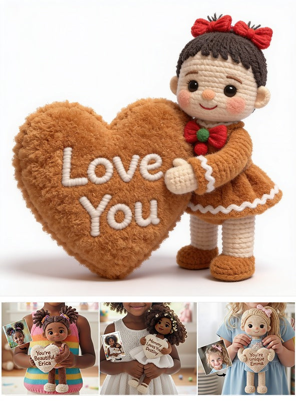 Personalized Christmas Black Christmas Baby Girl Gingerbread Faux Fur Pillow Gift for Kids