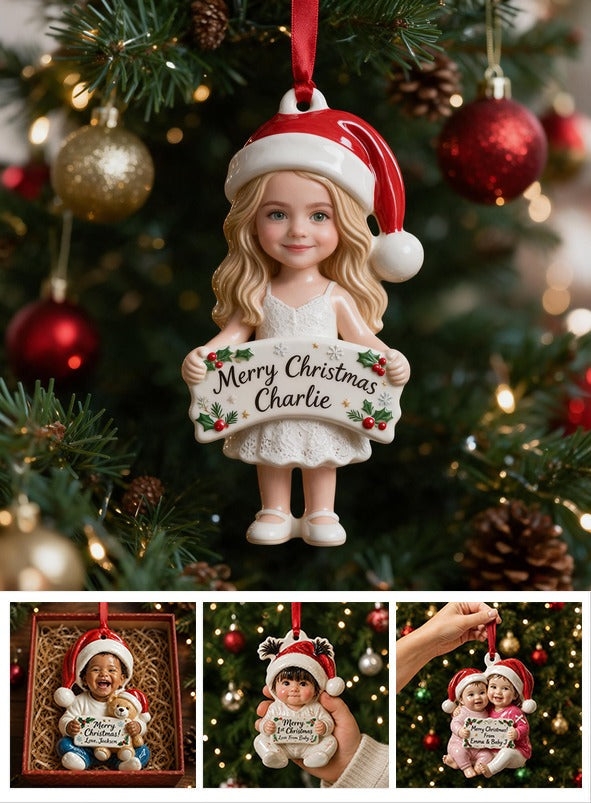 Personalized Christmas Little Girl 3D Ornament, Gift for Daughter Granddaughter Niece