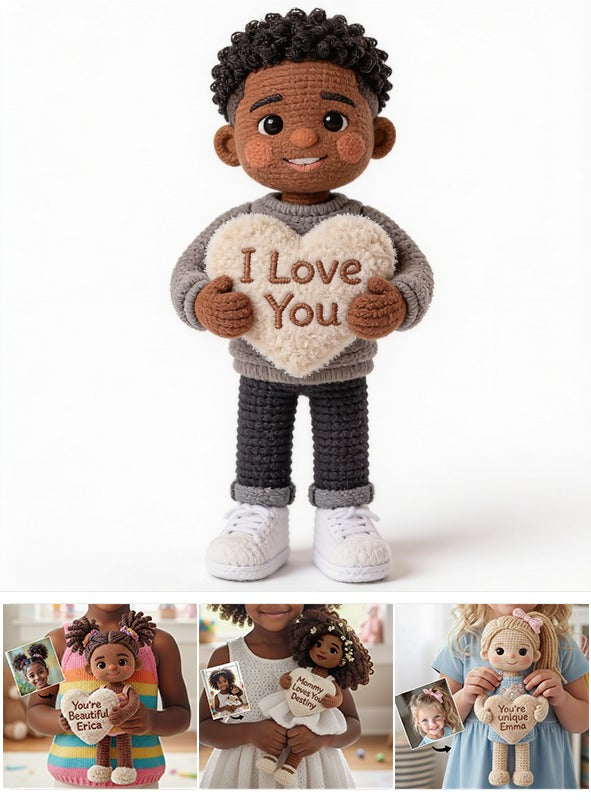 Personalized Black Little Boy Premium Faux Fur Pillow Gift for Son Grandson Nephew