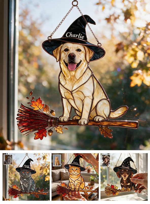 Personalized Halloween Yellow Labrador Retriever 3D Glass Suncatcher