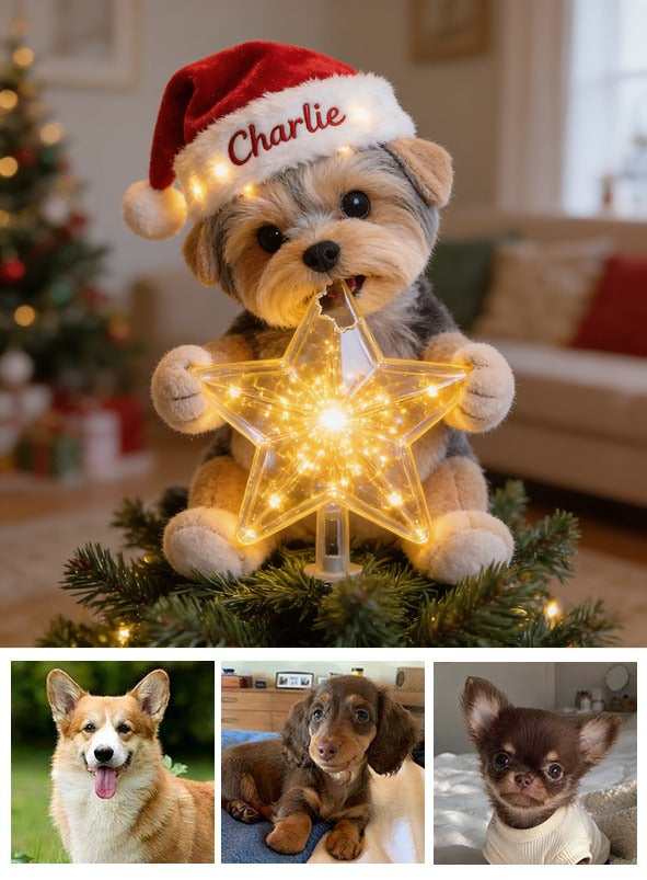 Personalized Christmas Yorkshire Terrier LED Light Tree Topper Dog Lover Gift