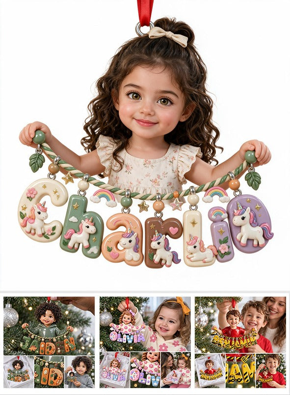 Personalized Latina Little Girl Custom Name Acrylic Ornament Unicorn Charm Gift for Kids