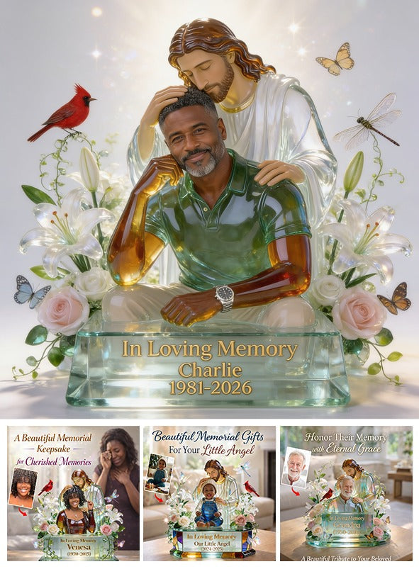 Personalized In Loving Memory Middle-Aged Black Man Memorial Custom Acrylic Plaque