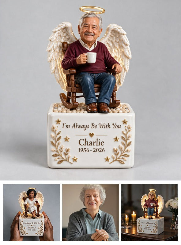 Personalized Older Latino Man Grandpa Memorial LED Light Ceramic Pot