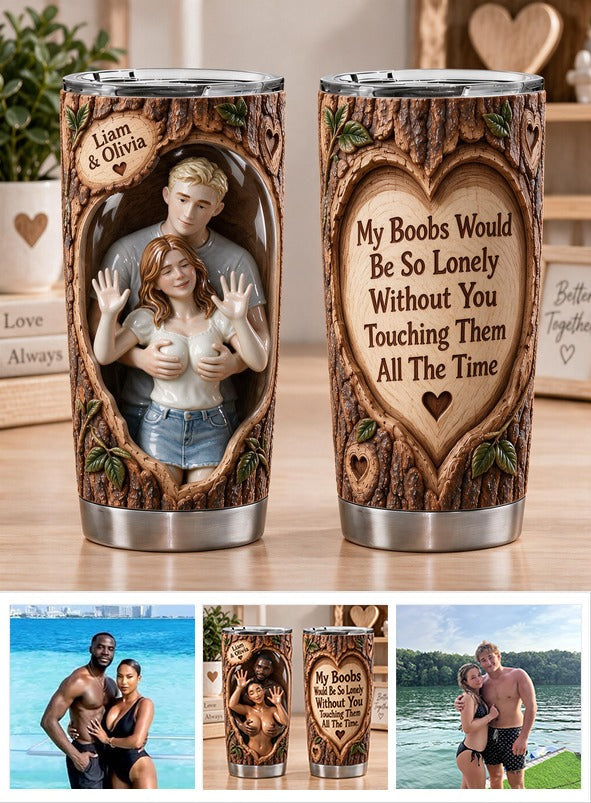 Custom Photo Funny Naughty Husband Wife Couple Tumbler, Spicy Couple Gift