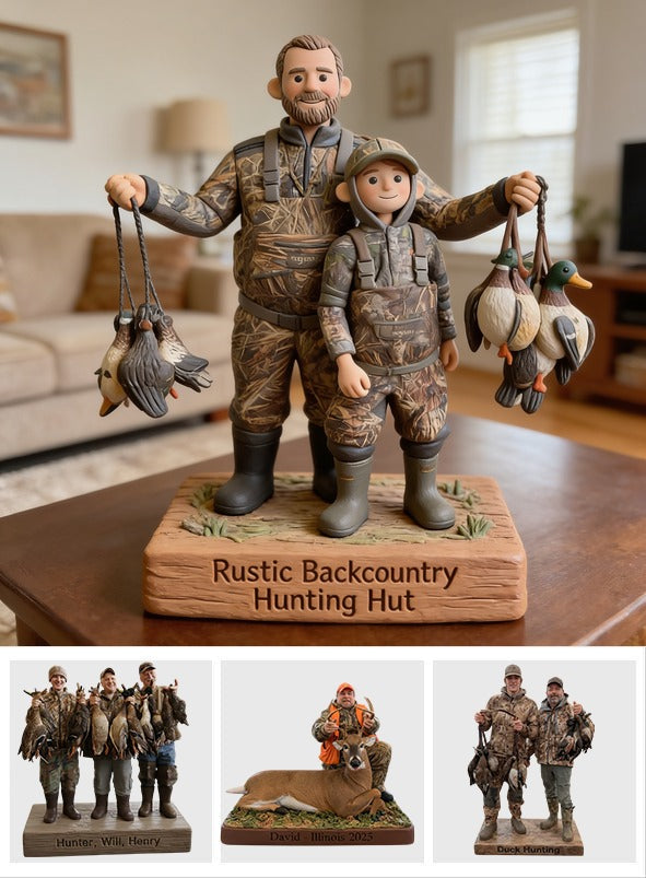 Personalized Father and Child Duck Hunters Custom Shaped Acrylic Plaque Hunting Gift
