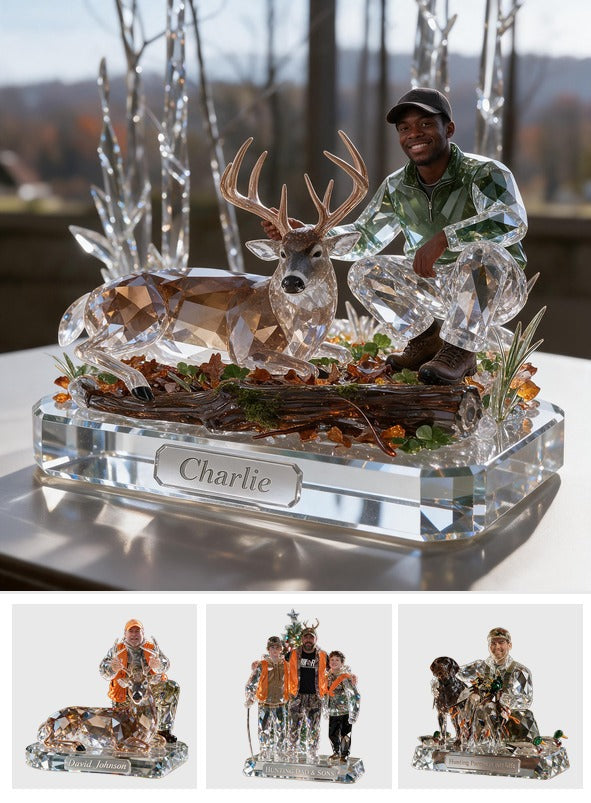 Personalized Black Hunter with Deer Custom Shaped Acrylic Plaque Hunting Gift