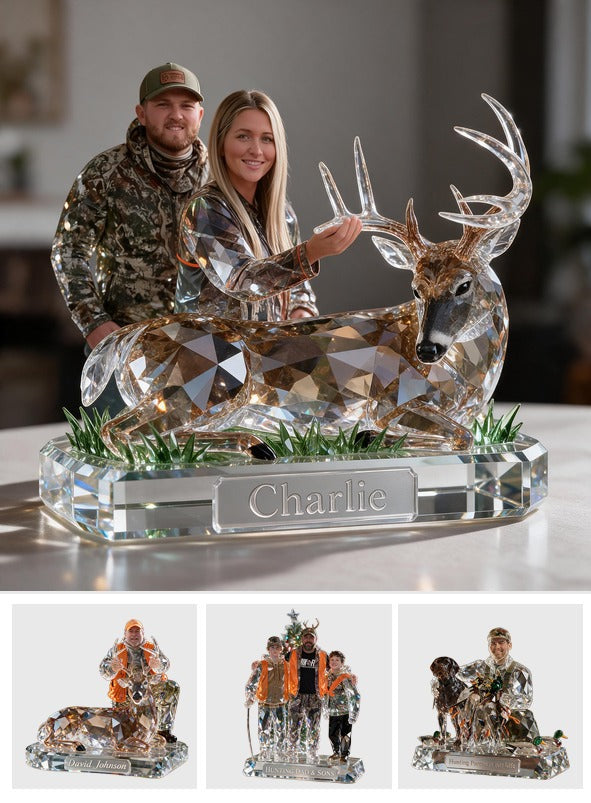 Personalized Hunting Couple with Deer Custom Shaped Acrylic Plaque Hunting Gift