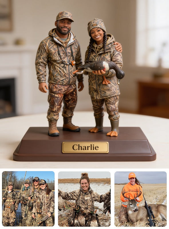 Personalized Black Hunting Couple Custom Shaped Acrylic Plaque Hunter Gift