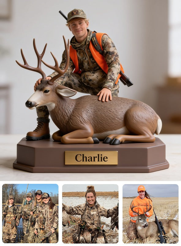 Personalized Hunter with Deer Custom Shaped Acrylic Plaque Hunting Gift