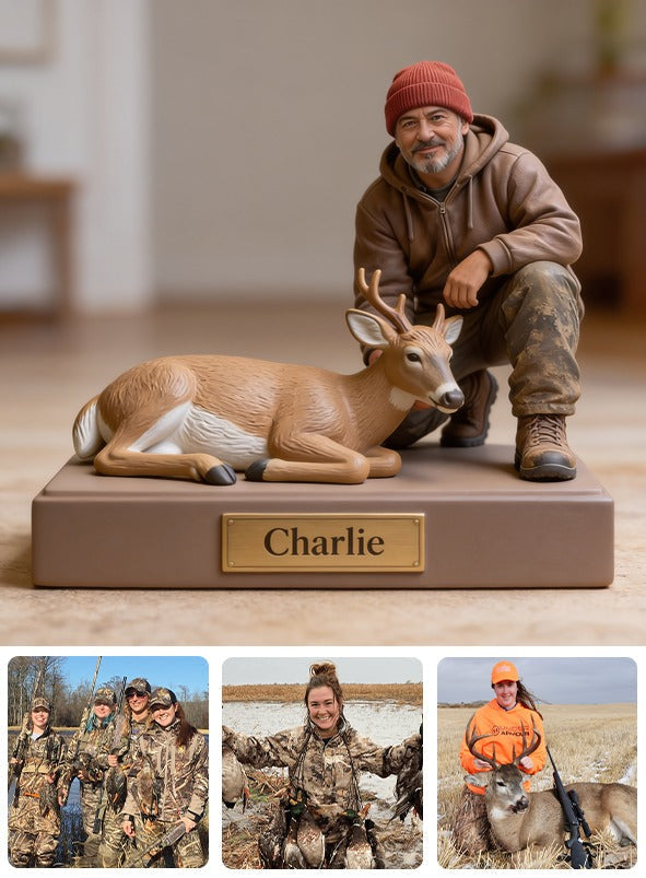 Personalized Middle-Aged Latino Hunter with Deer Custom Shaped Acrylic Plaque Hunting Gift
