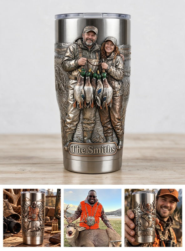Personalized Custom Photo Middle-aged Duck Hunting Couple Tumbler Hunting Gift