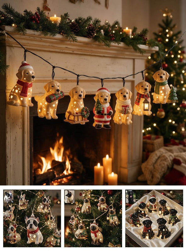 Personalized Custom Photo Christmas Golden Retriever String Lights Holiday Home Decor