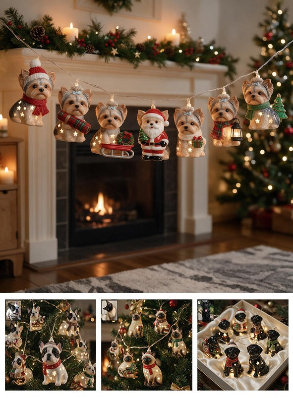 Personalized Custom Photo Christmas Yorkshire Terrier String Lights Festive Home Decor
