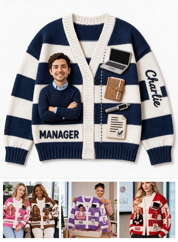 Personalized Latino Male Office Manager Cardigan Sweater