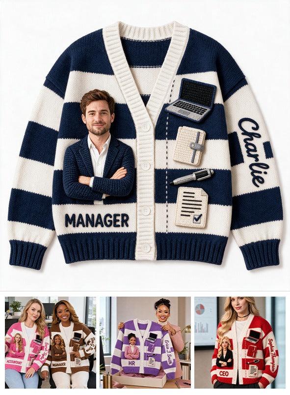 Personalized Male Office Colleague Cardigan Sweater Coworker Gift
