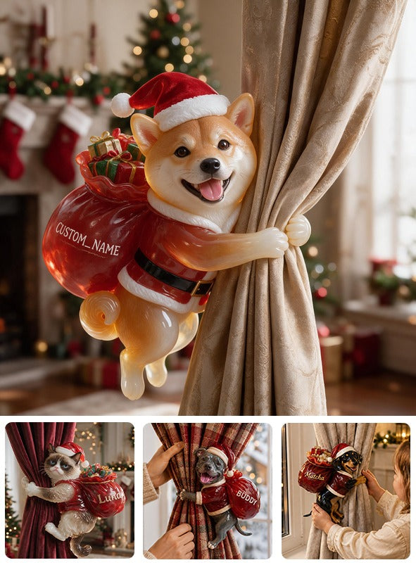 Personalized Custom Photo Christmas Tan & White Adult Shiba Inu Curtain Tieback Home Decor