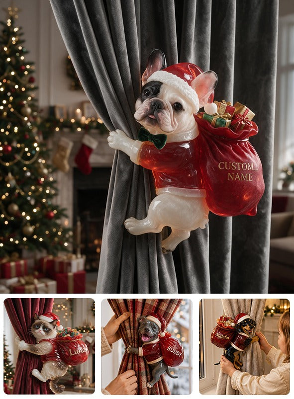 Personalized Custom Photo Christmas French Bulldog Curtain Tieback Home Decor
