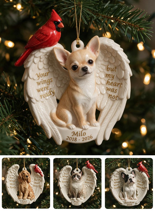 Personalized Custom Photo Fawn White Chihuahua Puppy Memorial Ceramic Ornament