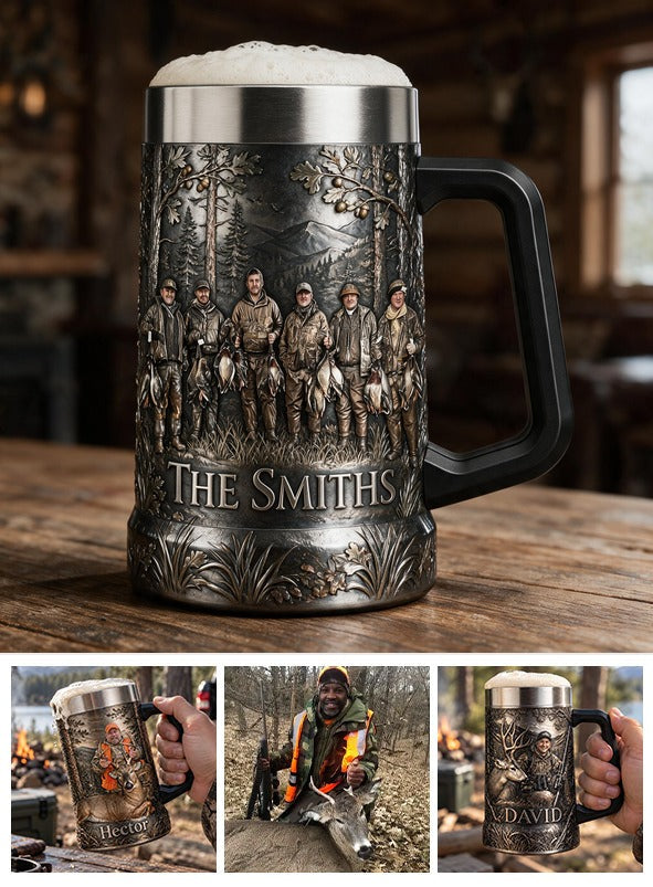 Personalized Custom Photo Duck Hunting Group Beer Stein Hunter Gift