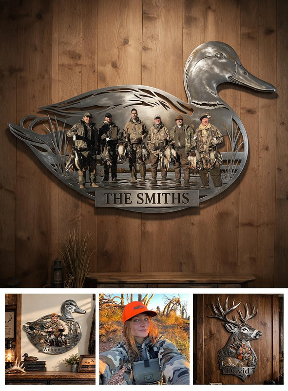 Personalized Custom Photo Duck Hunting Group 3D Cut Metal Sign Hunting Wall Decor Gift