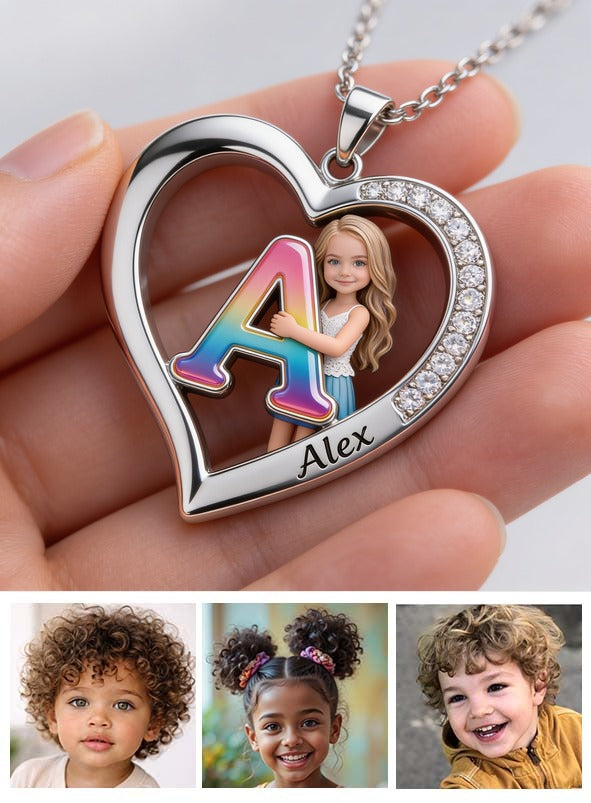 Personalized Custom Photo Little Girl Pendant Necklace, Daughter Granddaughter Niece Gift