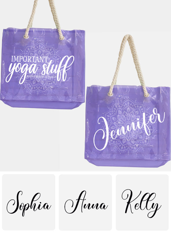 Important Yoga Stuff - Personalized Yoga Clear Tote Bag
