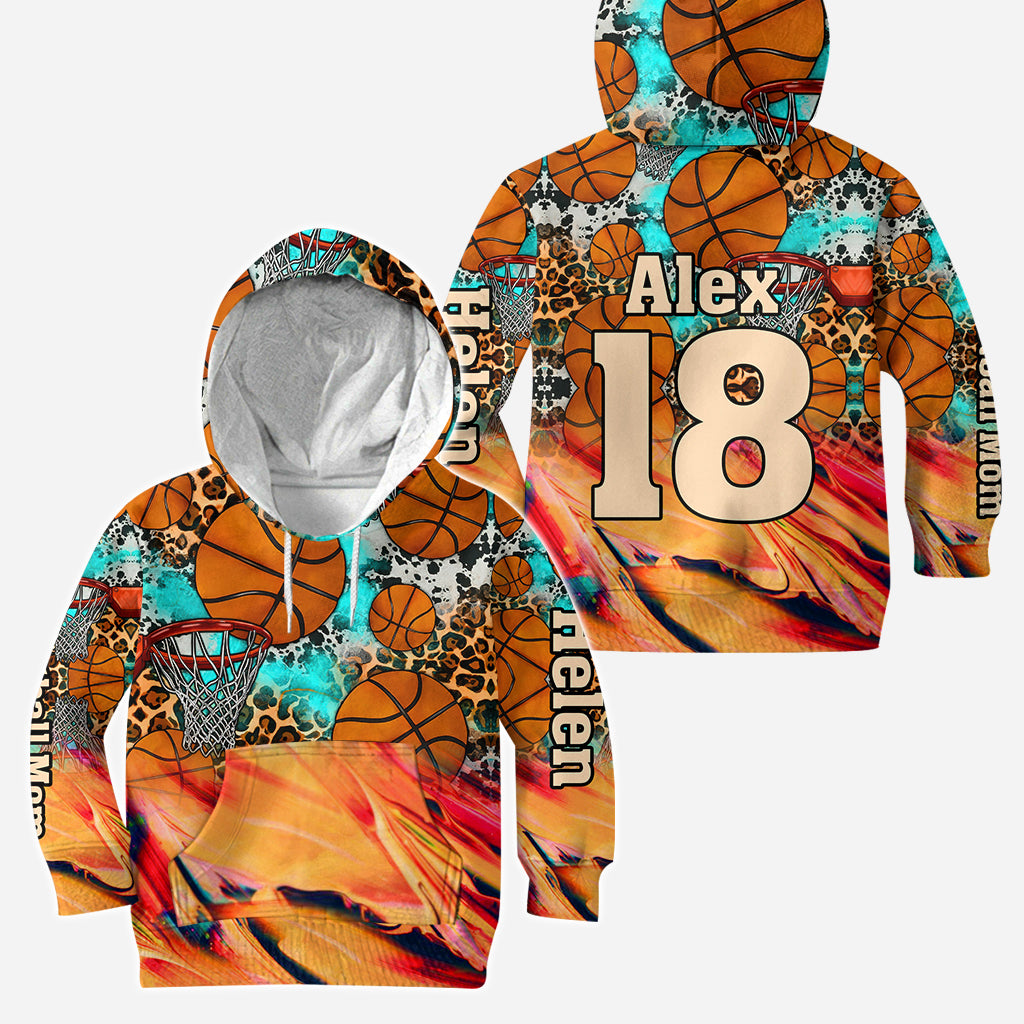 Basketball Mom Leopard - Personalized Basketball Hoodie and Leggings