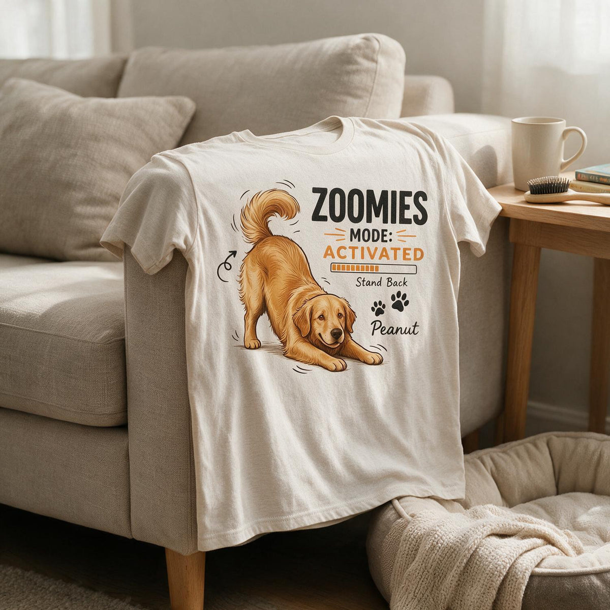 Zoomies Mode Activated Golden Retriever Play Bow Personalized Shirt - Funny Custom Dog Lover Gift